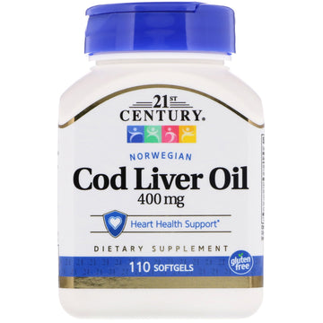 21st Century, Norwegian Cod Liver Oil, 400 mg, 110 Softgels