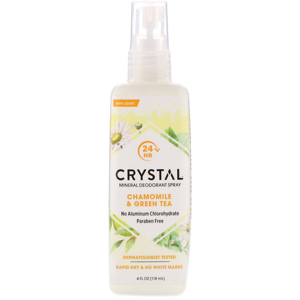 Crystal Body Deodorant, Mineral Deodorant Spray, Chamomile & Green Tea, 4 fl oz (118 ml) - The Supplement Shop