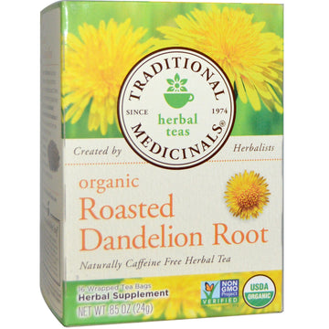 Traditional Medicinals, Herbal Teas, Organic Roasted Dandelion Root, Naturally Caffeine Free, 16 Wrapped Tea Bags, .85 oz (24 g)