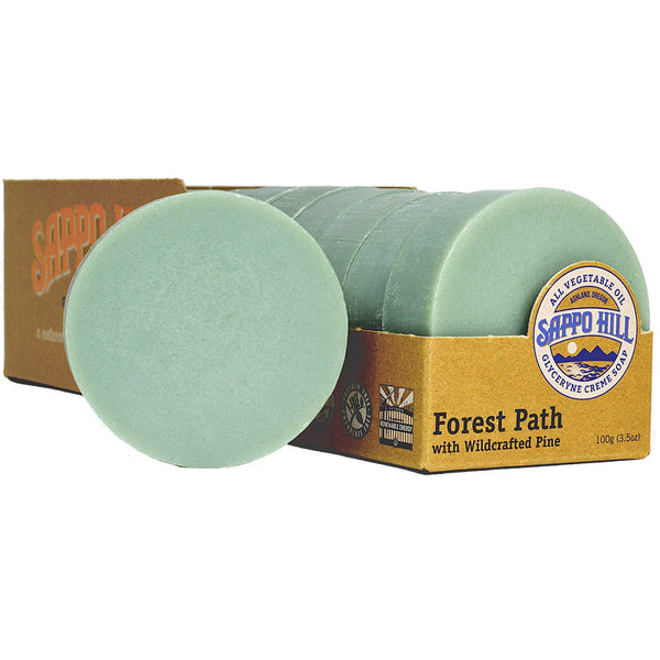 Sappo Hill, Glycerine Creme Soap, Forest Path Wildcrafted Pine, 12 Bars, 3.5 oz (100 g) - The Supplement Shop
