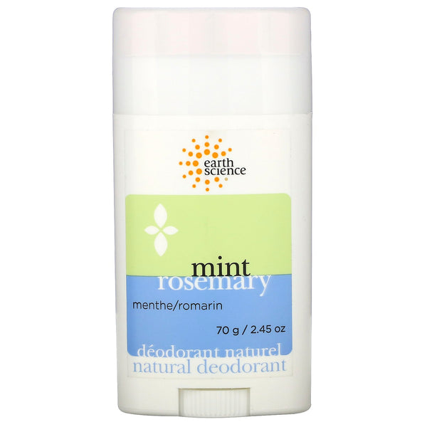 Earth Science, Natural Deodorant, Mint Rosemary, 2.45 oz (70 g) - The Supplement Shop