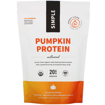 Sprout Living, Simple Protein, Organic Plant Protein, Pumpkin Seed (Unflavored), 1 lb (454 g)