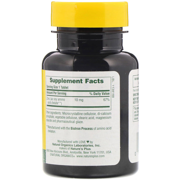 Nature's Plus, Zinc, 10 mg, 90 Tablets - The Supplement Shop