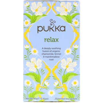Pukka Herbs, Relax, Caffeine Free, 20 Herbal Tea Sachets, 1.41 oz (40 g)
