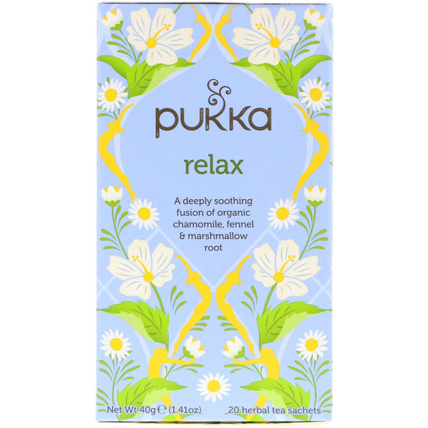 Pukka Herbs, Relax, Caffeine Free, 20 Herbal Tea Sachets, 1.41 oz (40 g) - The Supplement Shop