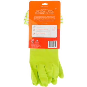 Full Circle, Splash Patrol, Natural Latex Cleaning Gloves, M/L, Green, 1 Pair