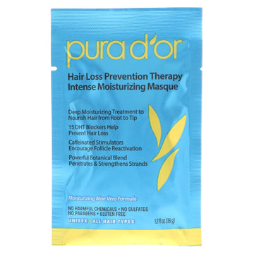 Pura D'or, Hair Loss Prevention Therapy, Intense Moisturizing Masque, 8 Packets, 1.2 fl oz Each