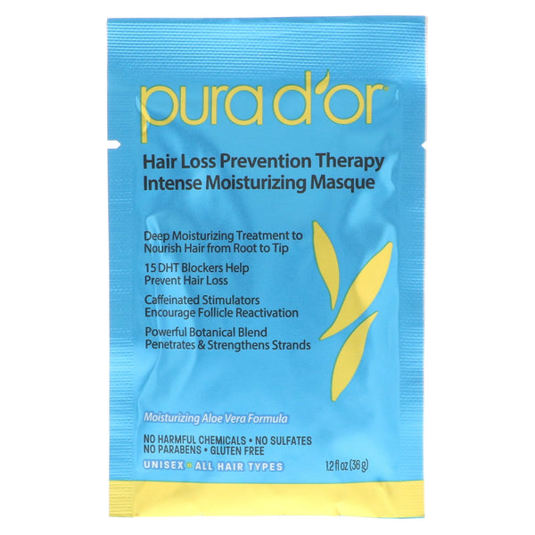 Pura D'or, Hair Loss Prevention Therapy, Intense Moisturizing Masque, 8 Packets, 1.2 fl oz Each - The Supplement Shop