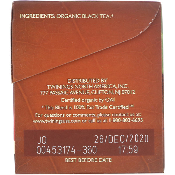 Twinings, 100% Organic Black Tea, Breakfast Blend, 20 Tea Bags, 1.41 oz (40 g) - The Supplement Shop