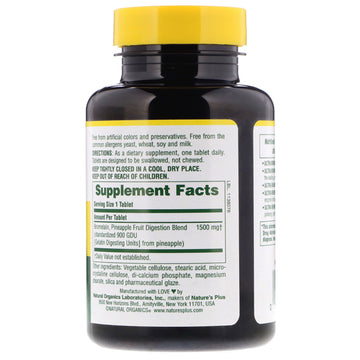 Nature's Plus, Bromelain Supplement 1,500, Ultra Maximum Potency, 60 Tablets