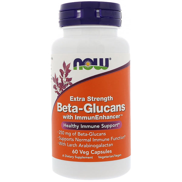 Now Foods, Beta-Glucans, with ImmunEnhancer, Extra Strength, 250 mg, 60 Veg Capsules - The Supplement Shop