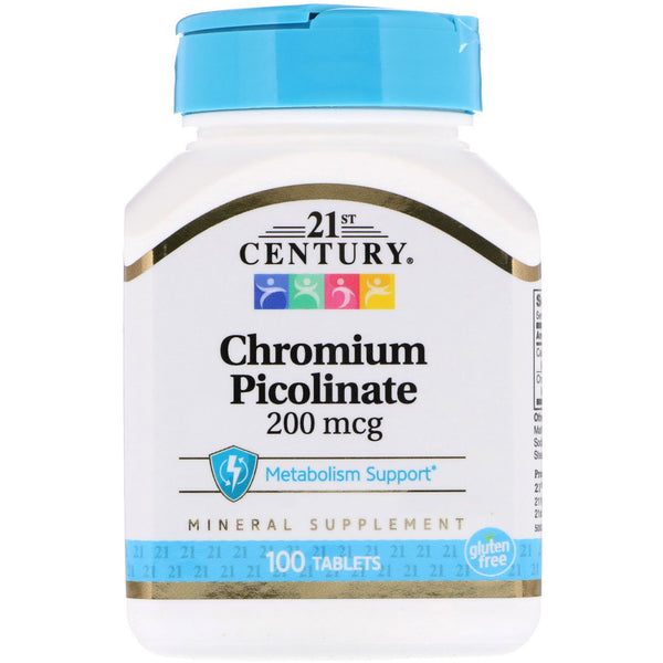 21st Century, Chromium Picolinate, 200 mcg, 100 Tablets - The Supplement Shop