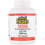 Natural Factors, MSM, Methyl-Sulfonyl-Methane, 1,000 mg, 180 Capsules - The Supplement Shop