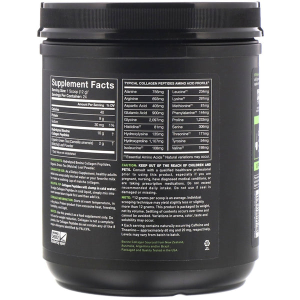 Sports Research, Collagen Peptides, Hydrolyzed Type I & III, Matcha Green Tea, 10.16 oz (288 g) - The Supplement Shop