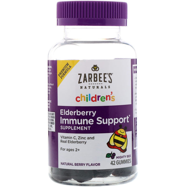 Zarbee's, Children's Elderberry Immune Support, Natural Berry Flavor, For Ages 2+, 42 Gummies - The Supplement Shop