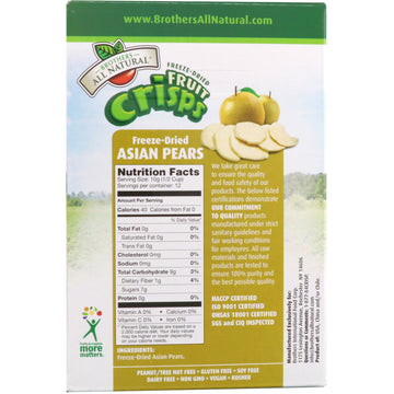 Brothers-All-Natural, Freeze Dried - Fruit-Crisps, Asian Pears, 12 Single-Serve Bags, 10 g Each