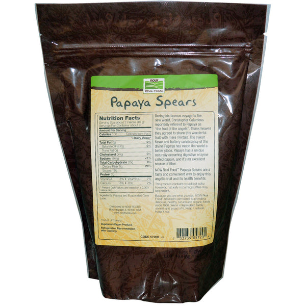 Now Foods, Real Food, Papaya Spears, 12 oz (340 g) - The Supplement Shop