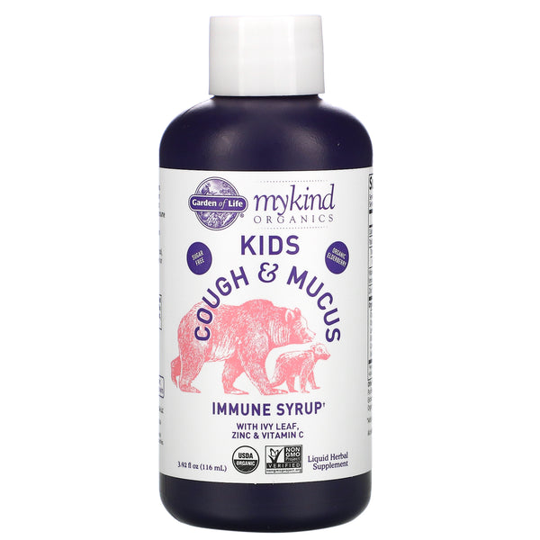Garden of Life, Mykind Organics, Kids Cough & Mucus, Immune Syrup with Ivy Leaf, Zinc & Vitamin C, 3.92 fl oz (116 ml) - The Supplement Shop