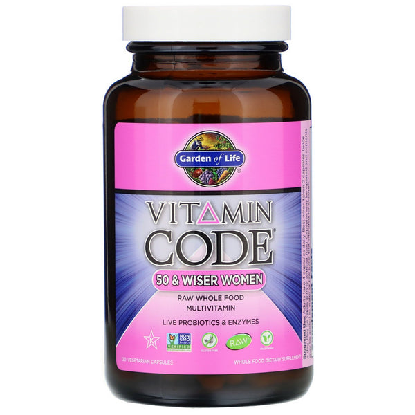 Garden of Life, Vitamin Code, 50 & Wiser Women, RAW Whole Food Multivitamin, 120 Vegetarian Capsules - The Supplement Shop