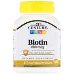21st Century, Biotin, 800 mcg, 110 Easy Swallow Tablets - The Supplement Shop