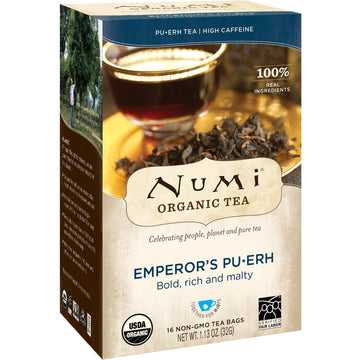 Numi Tea, Organic Tea, Pu-erh Tea, Emperor's Pu-erh, 16 Tea Bags, 1.13 oz (32 g)