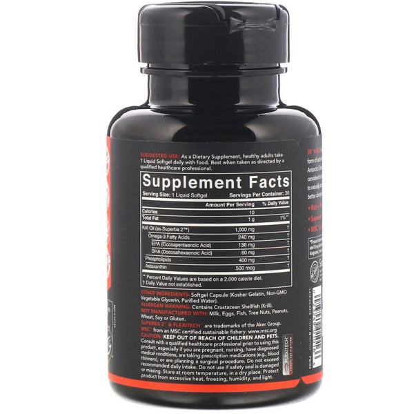 Sports Research, Antarctic Krill Oil with Astaxanthin, 1,000 mg, 30 Softgels - The Supplement Shop