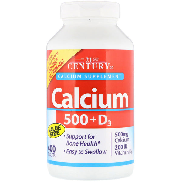 21st Century, Calcium 500 + D3, 400 Tablets - The Supplement Shop