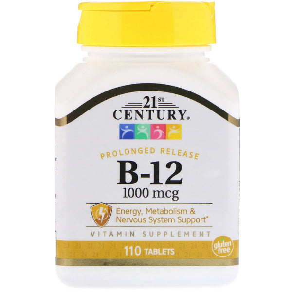 21st Century, B-12, Prolonged Release, 1,000 mcg, 110 Tablets - The Supplement Shop