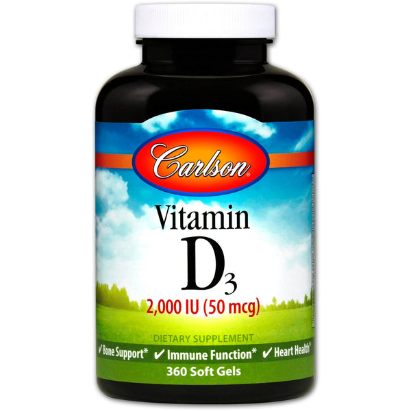 Carlson Labs, Vitamin D3, 2,000 IU (50 mcg), 360 Soft Gels - The Supplement Shop