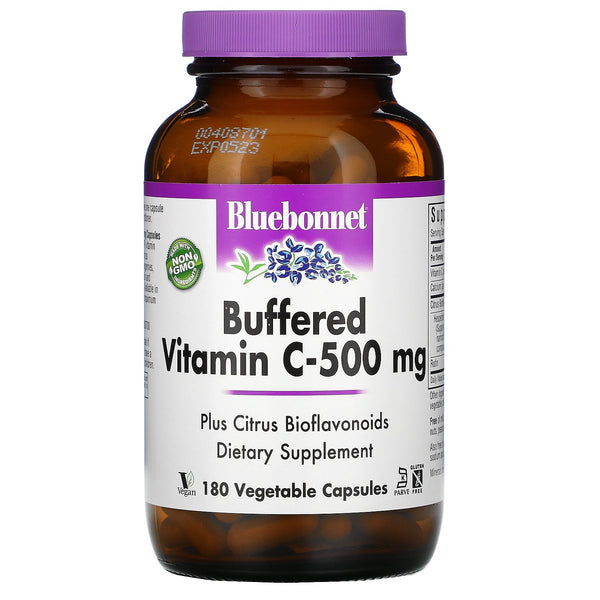 Bluebonnet Nutrition, Buffered Vitamin C, 500 mg, 180 Vegetable Capsules - The Supplement Shop