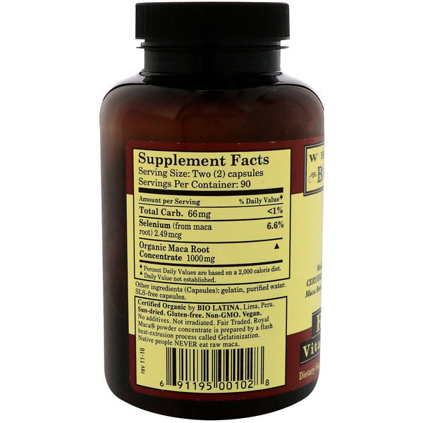 Whole World Botanicals, Royal Maca, 500 mg, 180 Gel Caps - The Supplement Shop