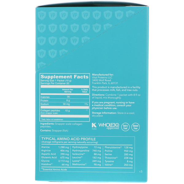 Vital Proteins, Marine Collagen, Unflavored, 20 Packets, 0.35 oz (10 g) Each - The Supplement Shop