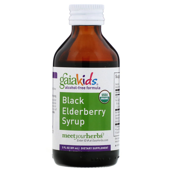 Gaia Herbs, Kids, Black Elderberry Syrup, Alcohol-Free Formula, 3 fl oz (89 ml) - The Supplement Shop