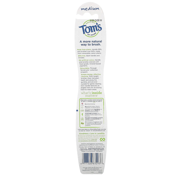 Tom's of Maine, Naturally Clean Toothbrush, Medium, 1 Toothbrush - The Supplement Shop