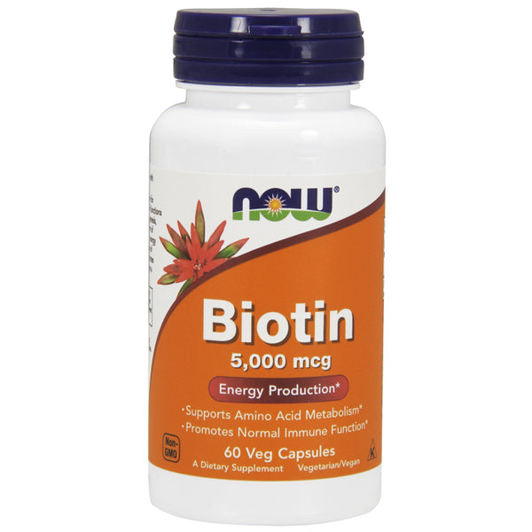 Now Foods, Biotin, 5,000 mcg, 60 Veg Capsules - The Supplement Shop