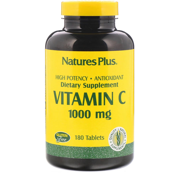 Nature's Plus, Vitamin C, 1000 mg, 180 Tablets - The Supplement Shop
