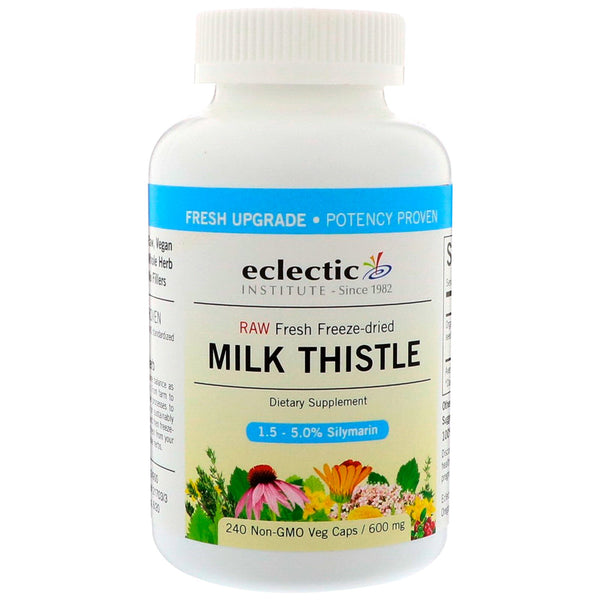 Eclectic Institute, Raw Fresh Freeze-Dried, Milk Thistle, 600 mg, 240 Non-GMO Veg Caps - The Supplement Shop