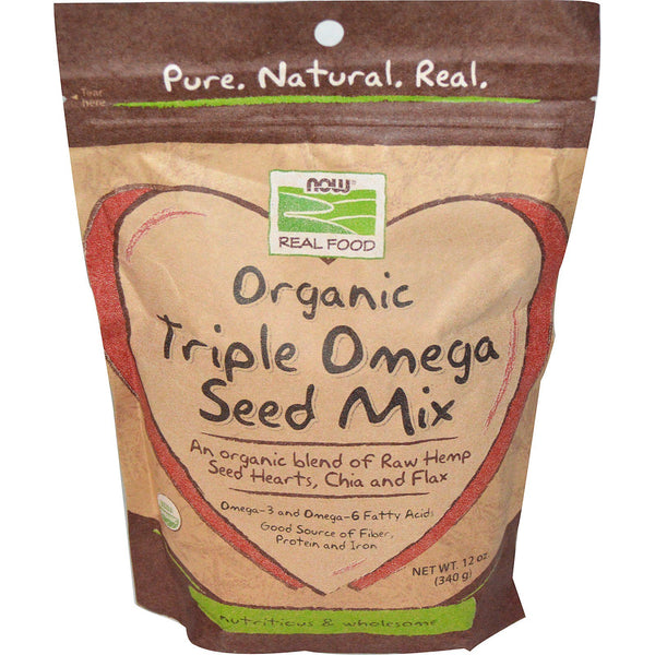 Now Foods, Real Food, Organic Triple Omega Seed Mix, 12 oz (340 g) - The Supplement Shop