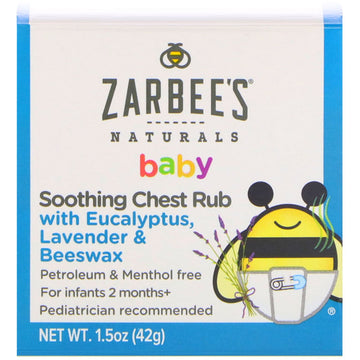 Zarbee's, Baby, Soothing Chest Rub with Eucalyptus, Lavender & Beeswax, 1.5 oz (42 g)