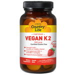 Country Life, Certified Vegan K2, Strawberry, 500 mcg, 60 Smooth Melts - The Supplement Shop