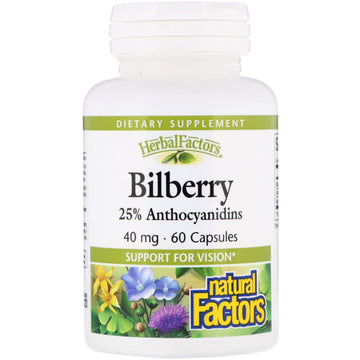 Natural Factors, Bilberry, 40 mg, 60 Capsules