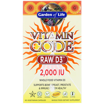 Garden of Life, Vitamin Code, RAW D3, 2,000 IU, 60 Vegetarian Capsules