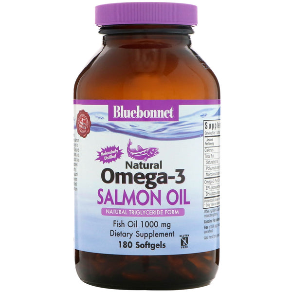 Bluebonnet Nutrition, Natural Omega-3 Salmon Oil, 1,000 mg, 180 Softgels - The Supplement Shop
