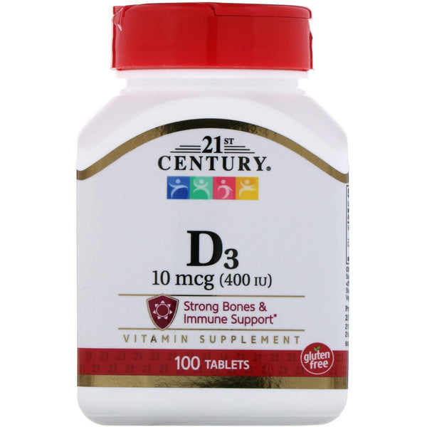 21st Century, Vitamin D3, 10 mcg (400 IU), 100 Tablets - The Supplement Shop