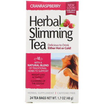 21st Century, Herbal Slimming Tea, Cranraspberry, Caffeine Free, 24 Tea Bags, 1.6 oz (45 g)