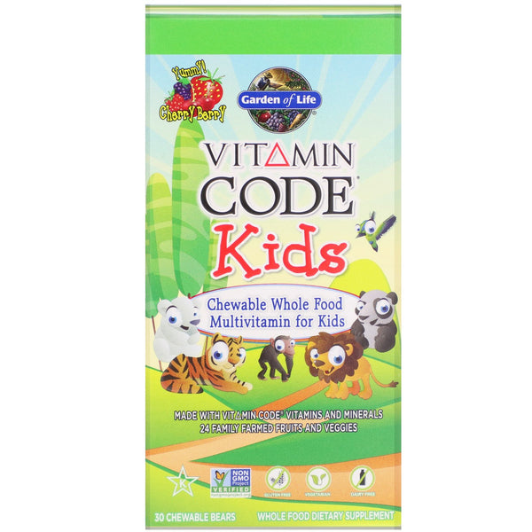 Garden of Life, Vitamin Code, Kids, Chewable Whole Food Multivitamin for Kids, Cherry Berry, 30 Chewable Bears - The Supplement Shop