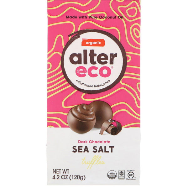 Alter Eco, Organic Sea Salt Truffles, Dark Chocolate, 4.2 oz (120 g) - The Supplement Shop