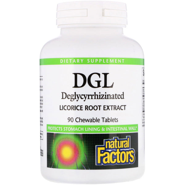 Natural Factors, DGL, Deglycyrrhizinated Licorice Root Extract, 90 Chewable Tablets - The Supplement Shop