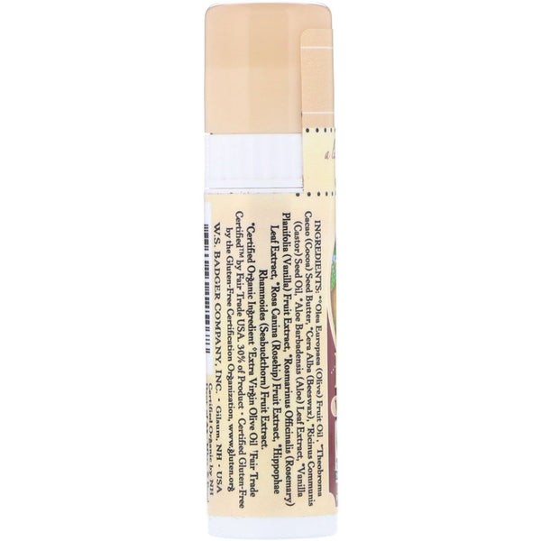 Badger Company, Organic, Cocoa Butter Lip Balm, Vanilla Bean, .25 oz (7 g) - The Supplement Shop