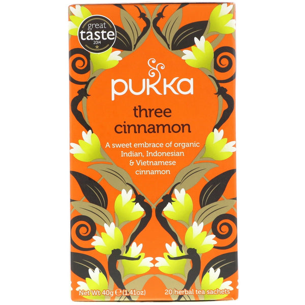 Pukka Herbs, Three Cinnamon Tea, Caffeine Free, 20 Herbal Tea Sachets, 1.41 oz (40 g) - The Supplement Shop